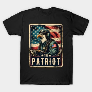 The Patriot Eagle Pilot Bird American Flag Tarot Card Pun T-Shirt